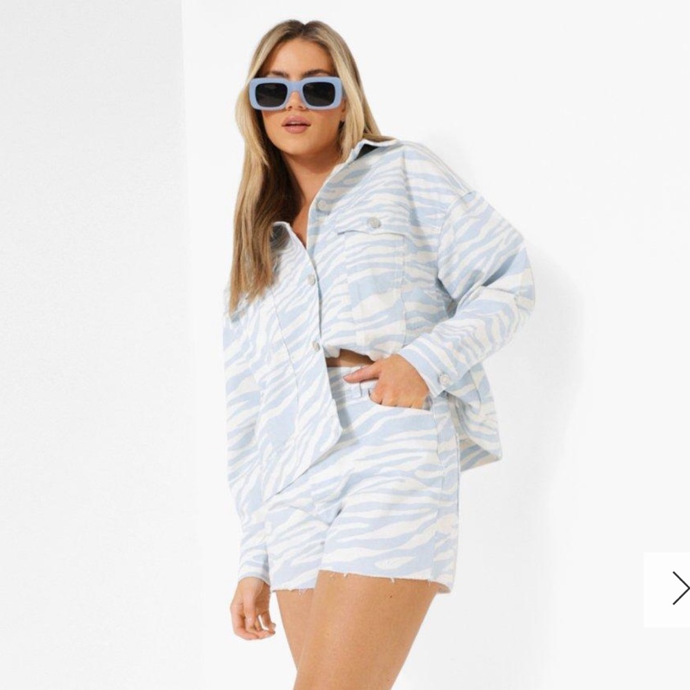 zebra print denim mom short (MATCHING JACKET ON PROFILE)